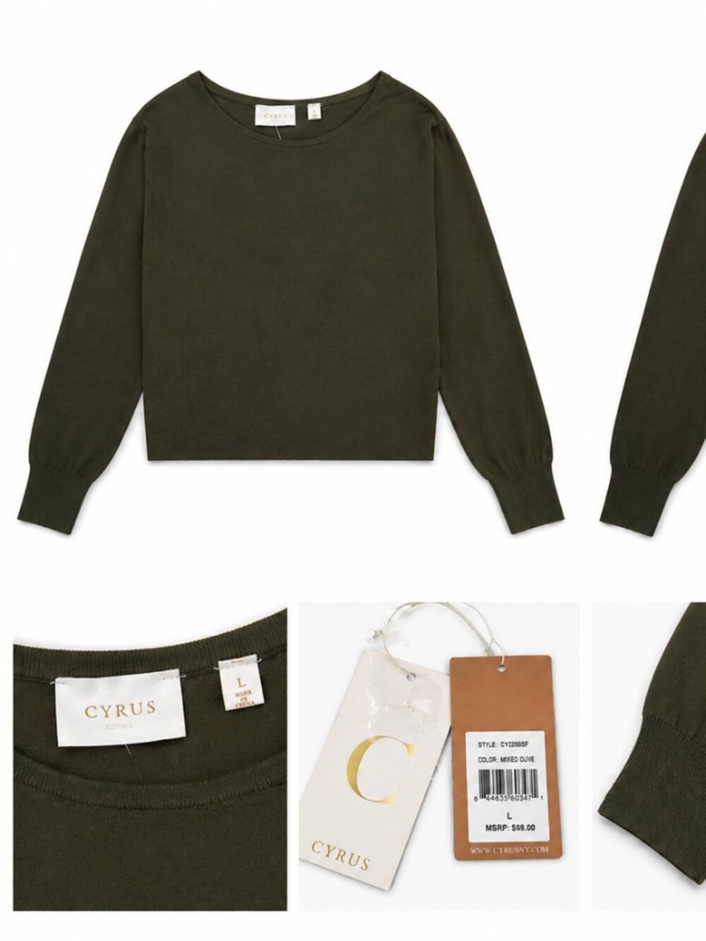 Cyrus Sweater Top Olive Green NWT | Size Large